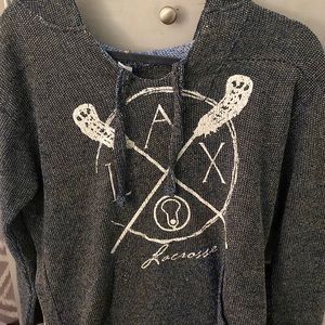 Navy blue LAX lacrosse knit sweater